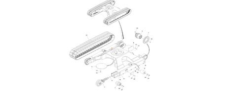 A diagram of JLG part number 1001236608 Frame, Undercarriage with Steel.
