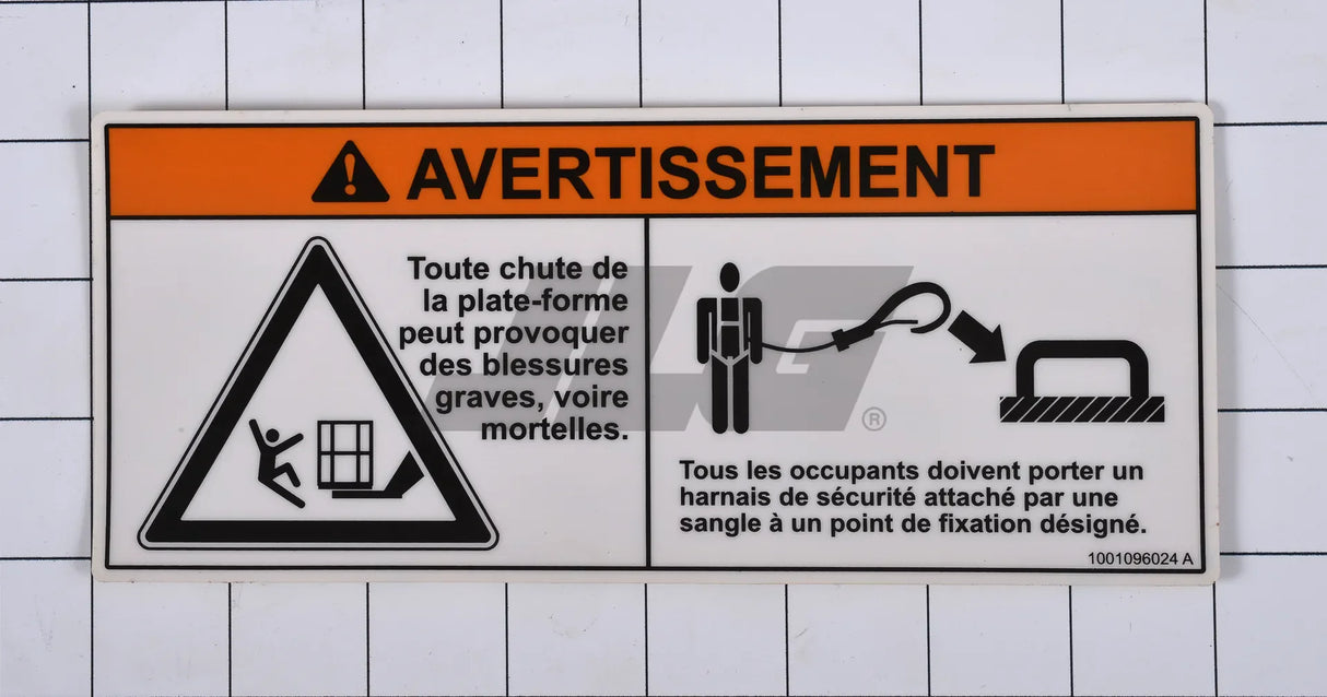 1001096024 Decal, Platform Warning | JLG