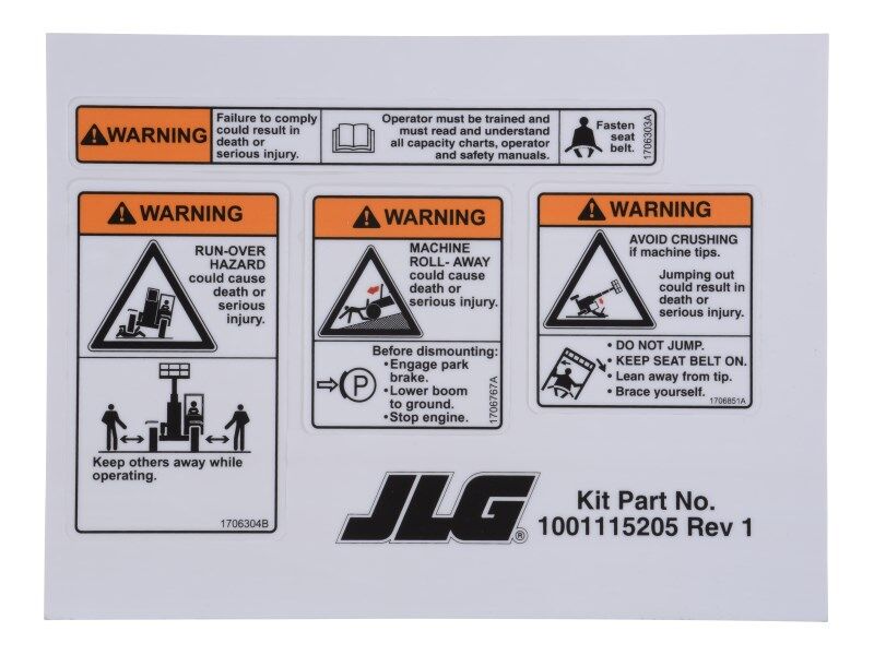 1001115205 Decal, Kit, Right Side Dash | JLG