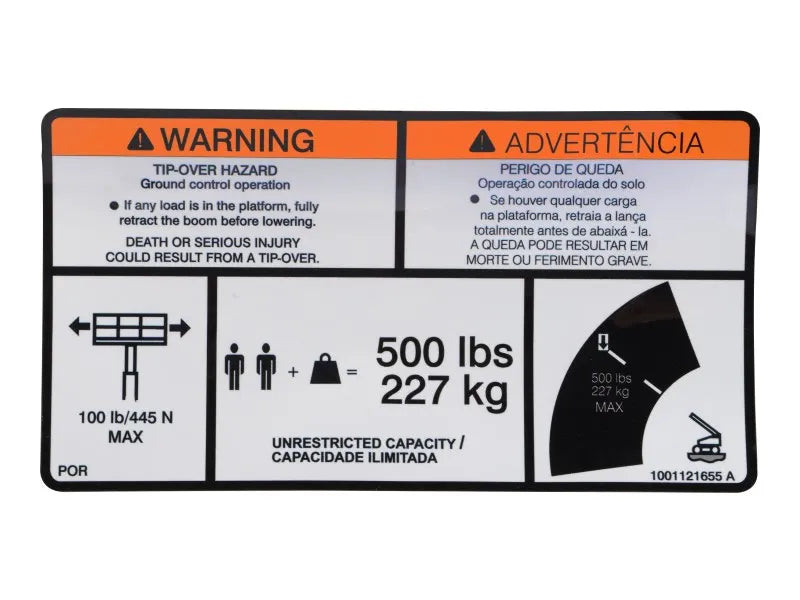 1001121655 Decal, Warning Dual Cap. | JLG