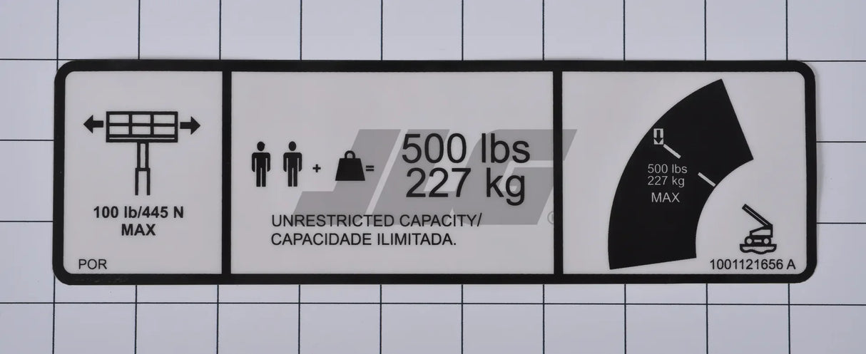 1001121656 Decal, Warning Dual Cap. | JLG