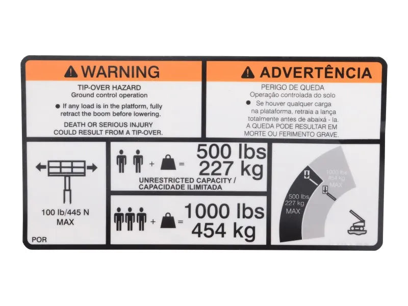 1001121819 Decal, Warning Dual Cap. | JLG