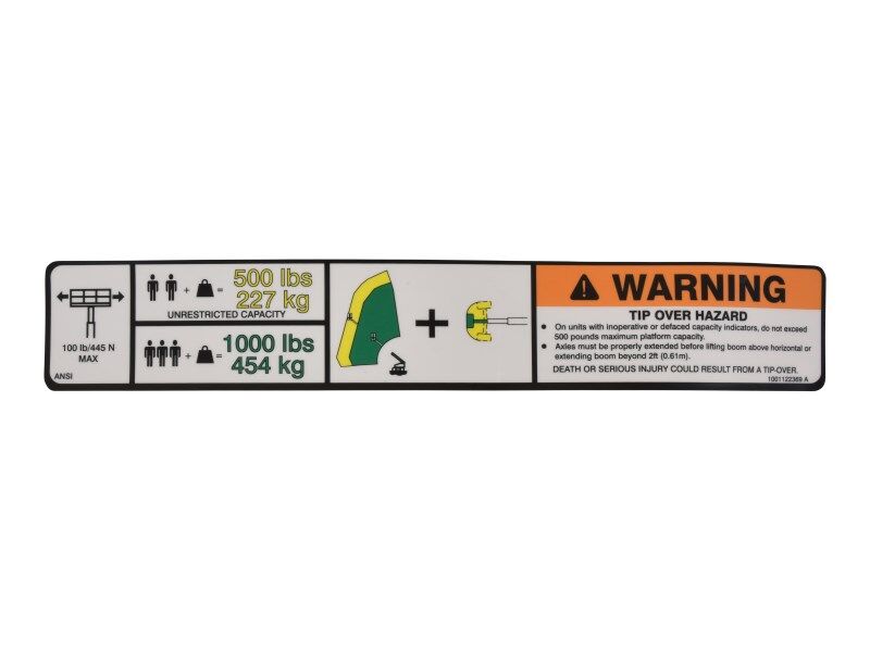 1001122369 Decal, Warning Dual Cap. | JLG