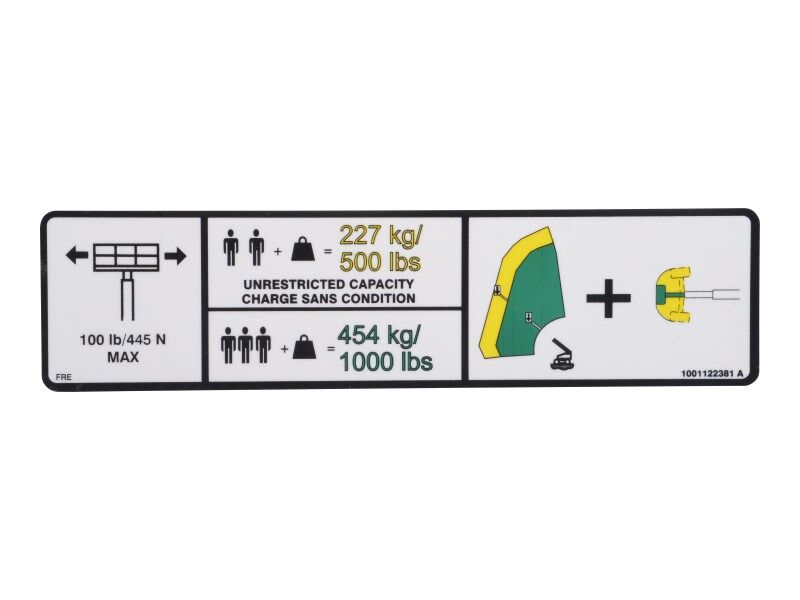 1001122381 Decal, Warning Dual Cap. | JLG