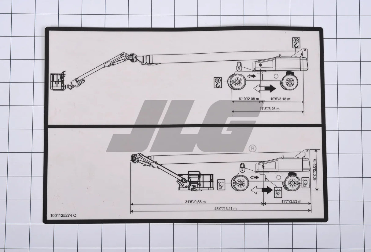 1001125274 Calcomanía, diagrama de elevación 1500SJ | JLG