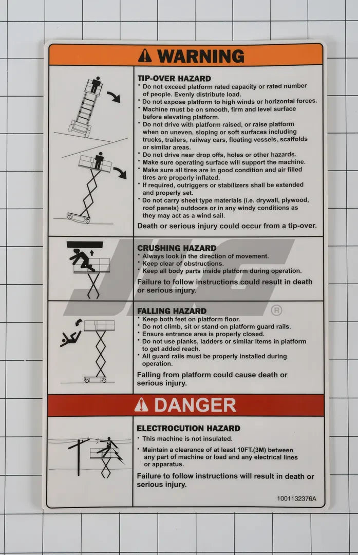 1001132376 Decal, Danger/Warning | JLG