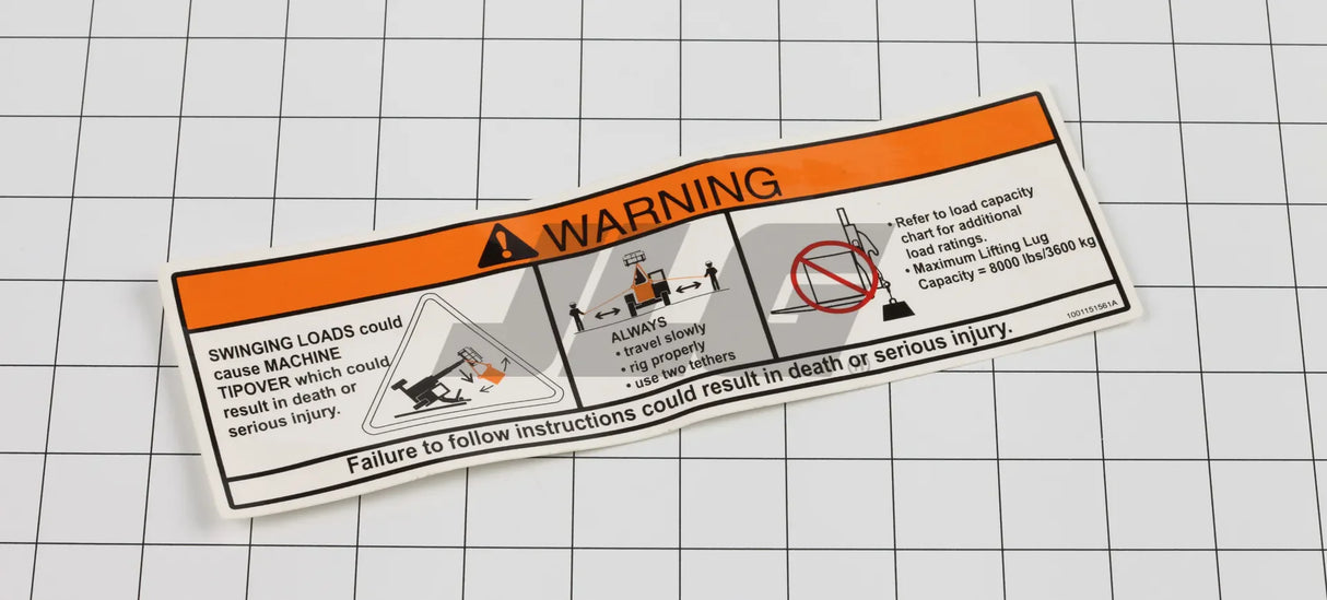 1001151561 Decal, Danger, Swinging Loads | JLG