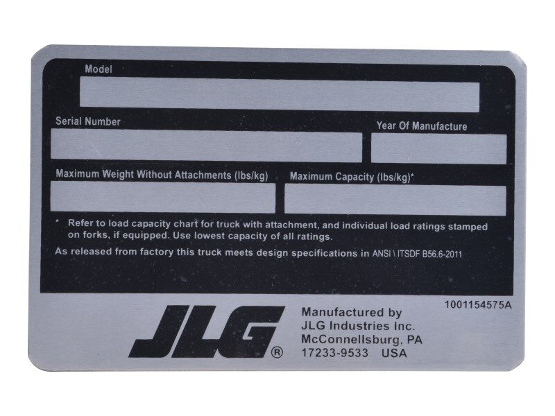 1001154575 Decal, Nameplate | JLG