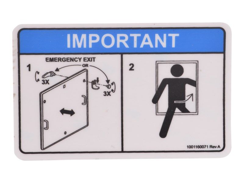 1001160071 Decal, Rear Emergency Exit | JLG