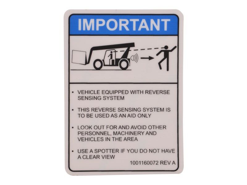 1001160072 Decal, Reverse Sensor System | JLG