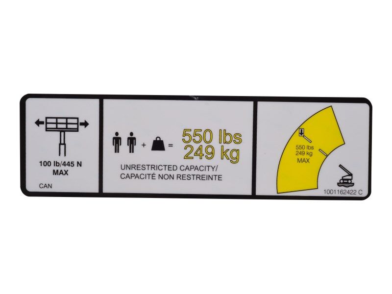 1001162422 Decal, 550 Lbs Max Capacity | JLG
