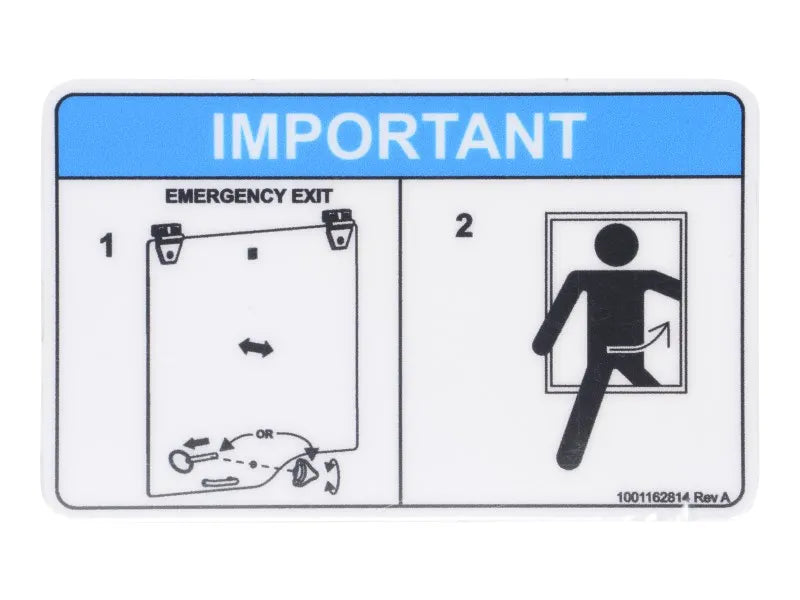 1001162814 Decal, Rear Window Exit (Asme) | JLG