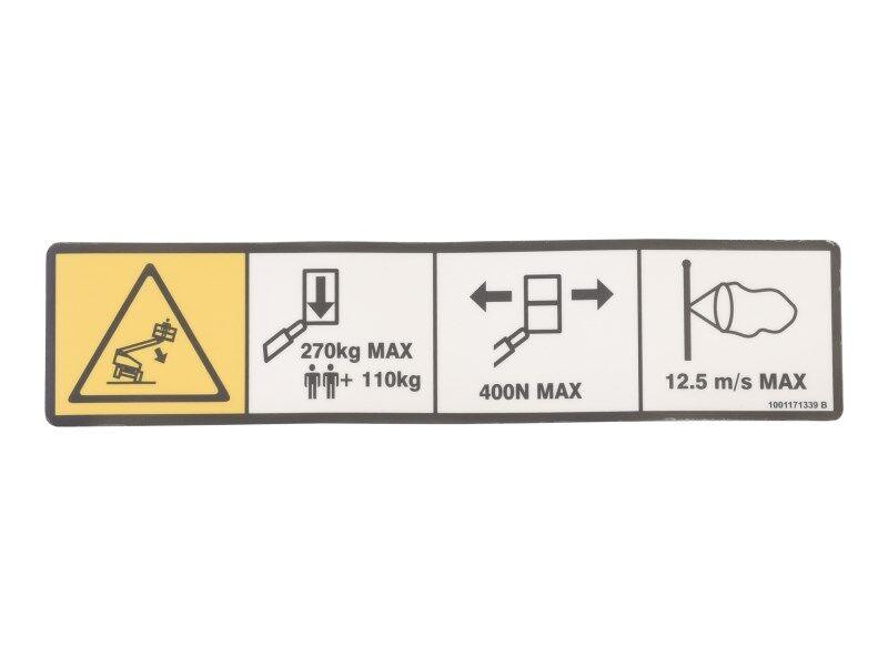 1001171339 Warning Max Cap Decal