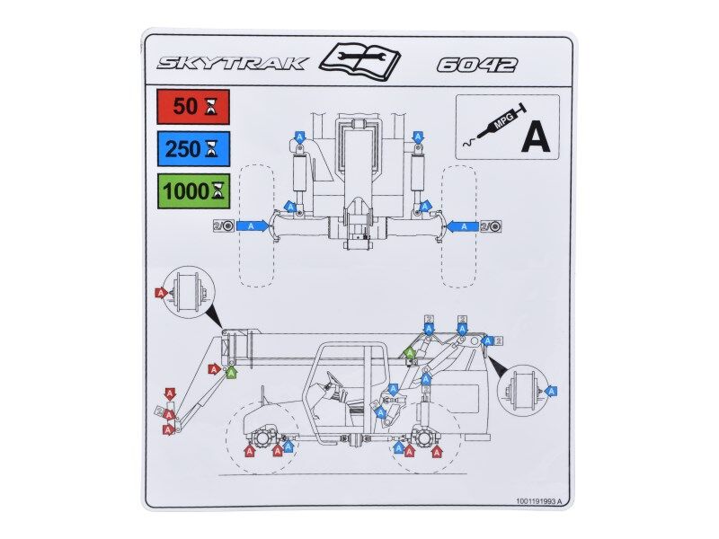 1001191993 Decal, Lubrication Chart 6042 | JLG