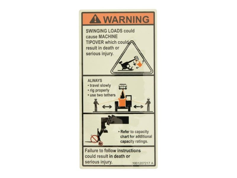 1001207217 Decal, Danger Swinging Loads | JLG