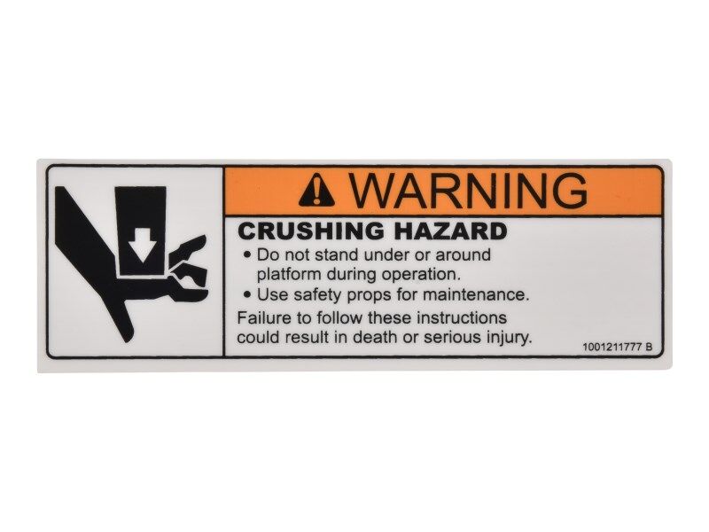 1001211777 Decal, Crushing Hazard | JLG