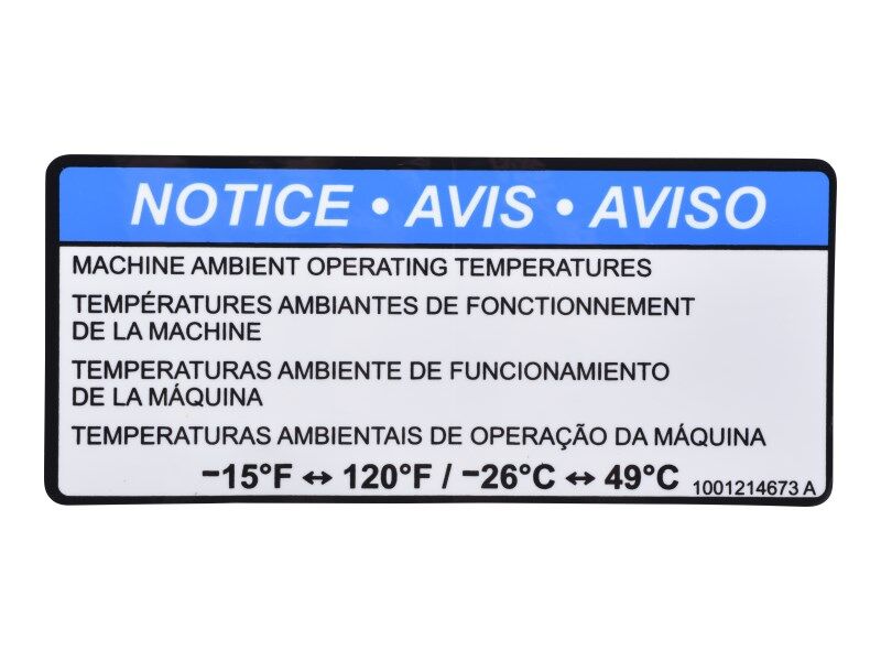 Part Number 1001214673 Decal, Machine Ambient Temp fits JLG