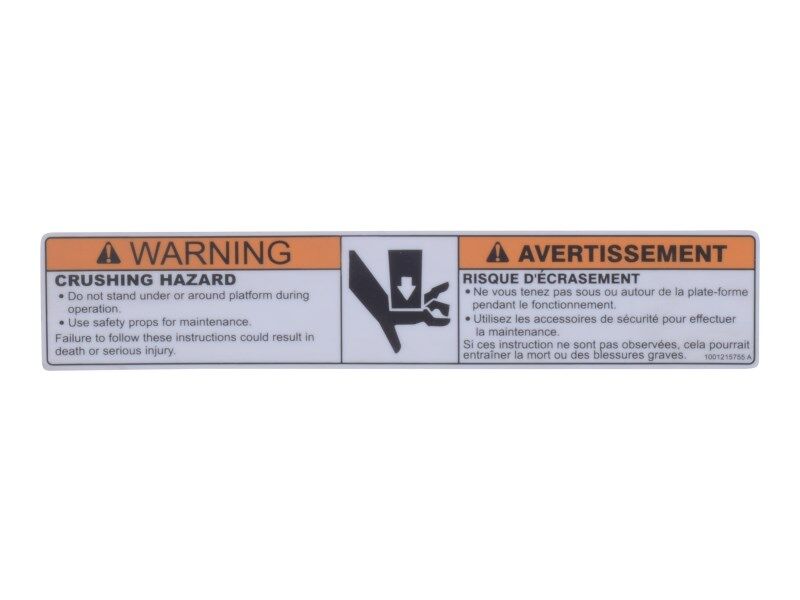 1001215755 Decal, Crushing Hazard | JLG