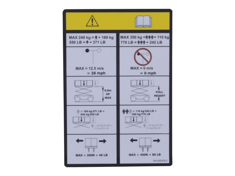 1001220378 Decal, (350Kg) | JLG