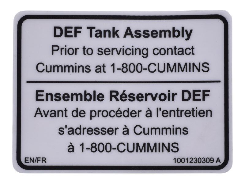 1001230309 Decal, Def Tank Service En/Fr | JLG