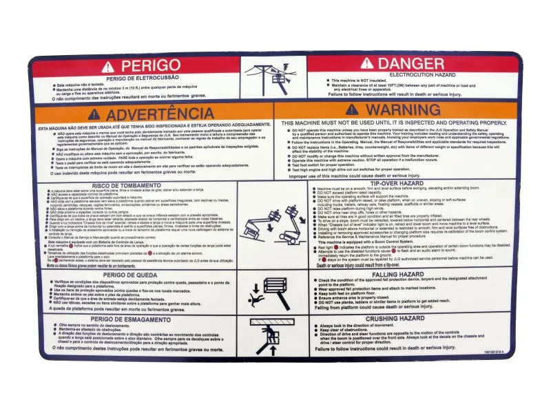 1001231319 Decal, Warning/Danger Plat | JLG