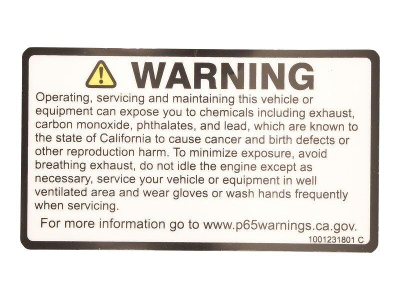1001231801 Decal Warning Prop 65