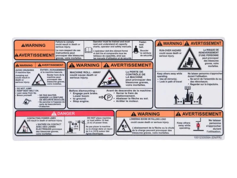 1001233558 Decal, En/Fr Cab Window | JLG
