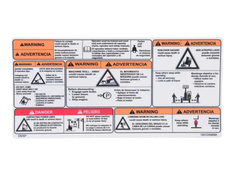 1001235809 Decal, Warning/Danger Cab | JLG