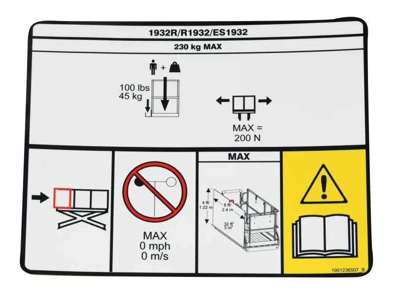 1001236507 Decal, Panel Carrier Capacity | JLG