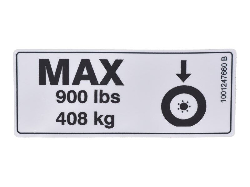 1001247660 Decal, Max Tire Load | JLG