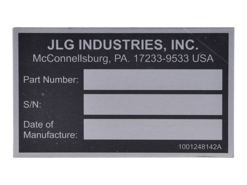 Part Number 1001248142 Sn Plate, Attachment fits JLG