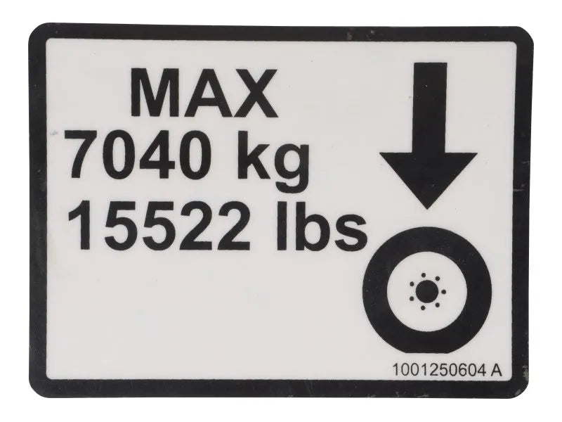 1001250604 Decal, Max Tire Load | JLG