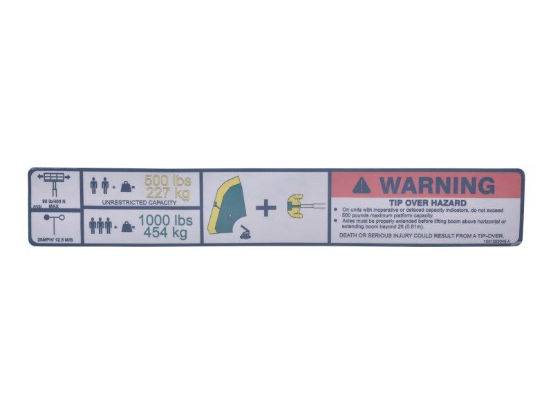 1001253048 Decal, Warning Dual Cap. | JLG