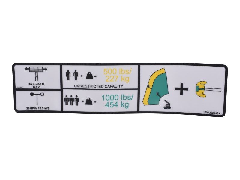 1001253049 Decal, Warning Dual Cap. | JLG