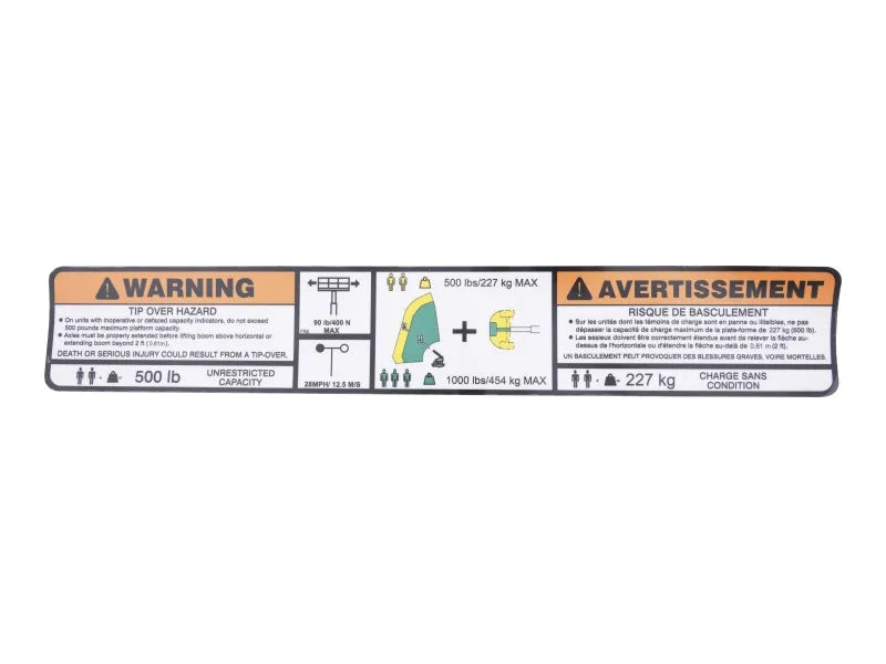 1001253050 Decal, Warning Dual Cap. | JLG