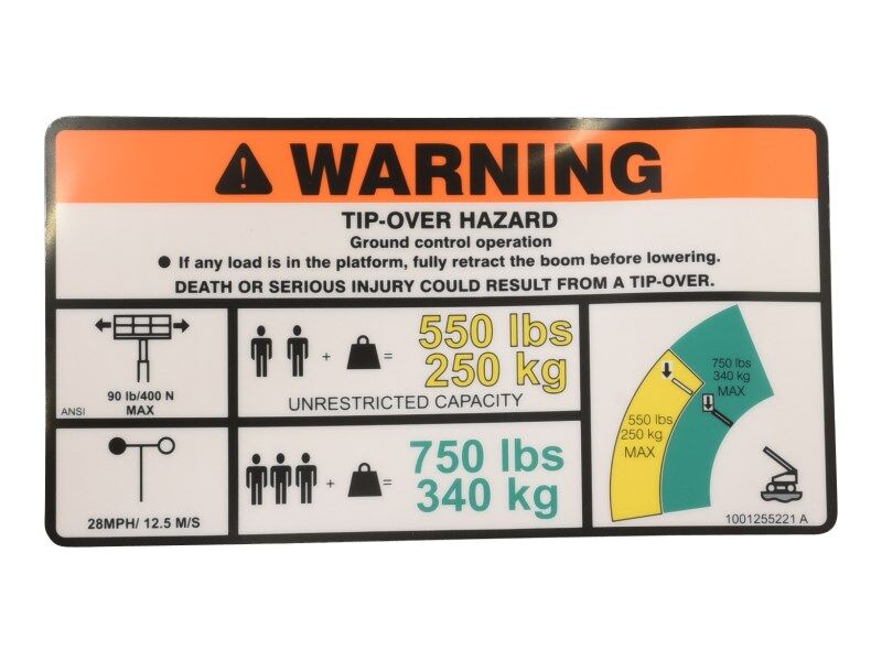 1001255221 Decal, Warning Dual Cap. | JLG