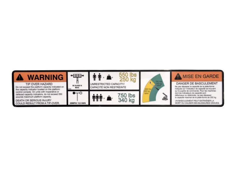 1001255222 Decal, Warning Dual Cap. | JLG