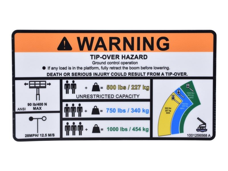 1001256568 Decal, Warning Tri Cap. (Ansi) | JLG