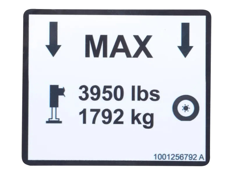 Part Number 1001256792 Decal, Max Tire Load fits JLG