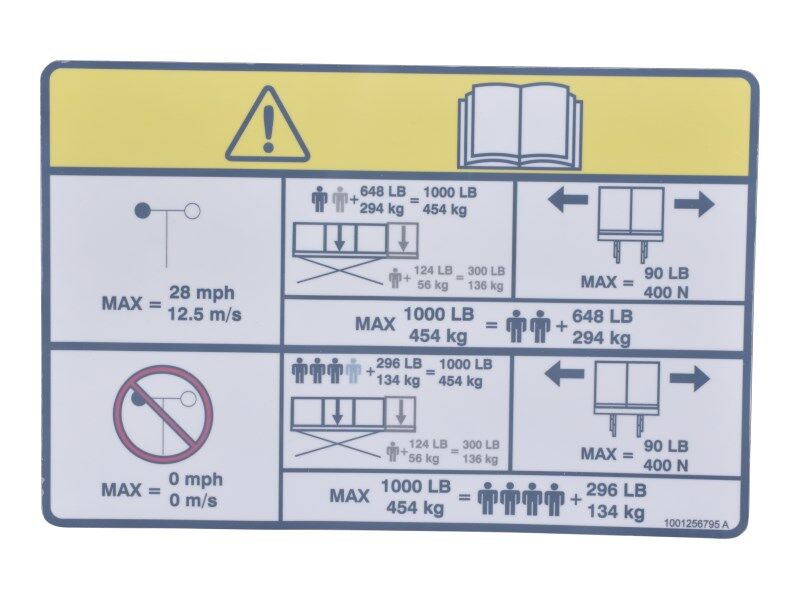 1001256795 Decal, Capacity, Single Ext | JLG