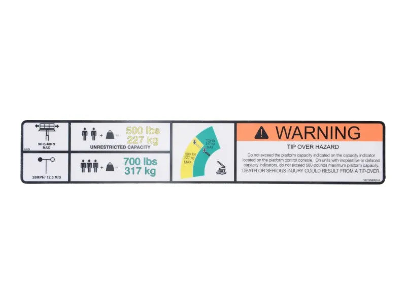 1001256933 Decal, Warning Dual Cap.(Ansi) | JLG