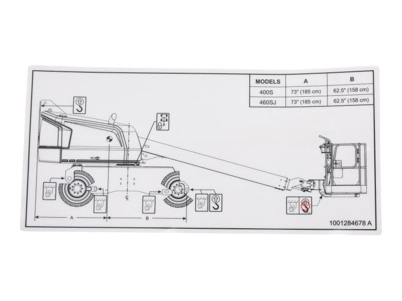 Part Number 1001284678 Decal, Lift Diagram fits JLG