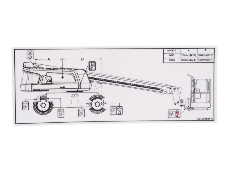 Part Number 1001284684 Decal, Lift Diagram fits JLG