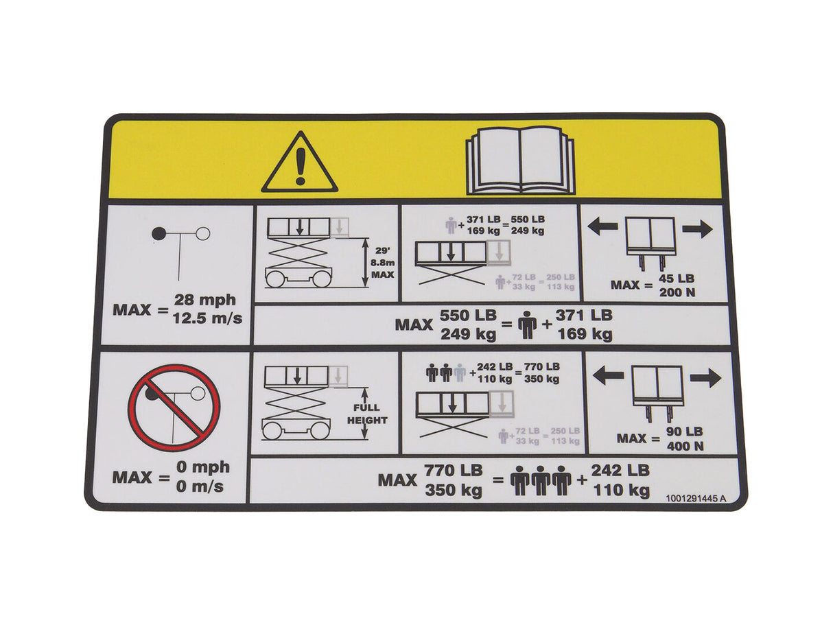 1001291445 Decal, Capacity | JLG