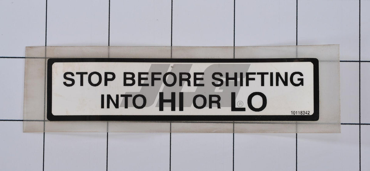 10118342 Decal Stop For Hi Or Lo (Lull #18342A) | JLG