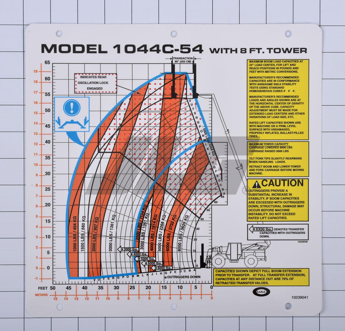 10239041 Flip Card, Load Chart 1044C-54 (Lull #39041B) | JLG