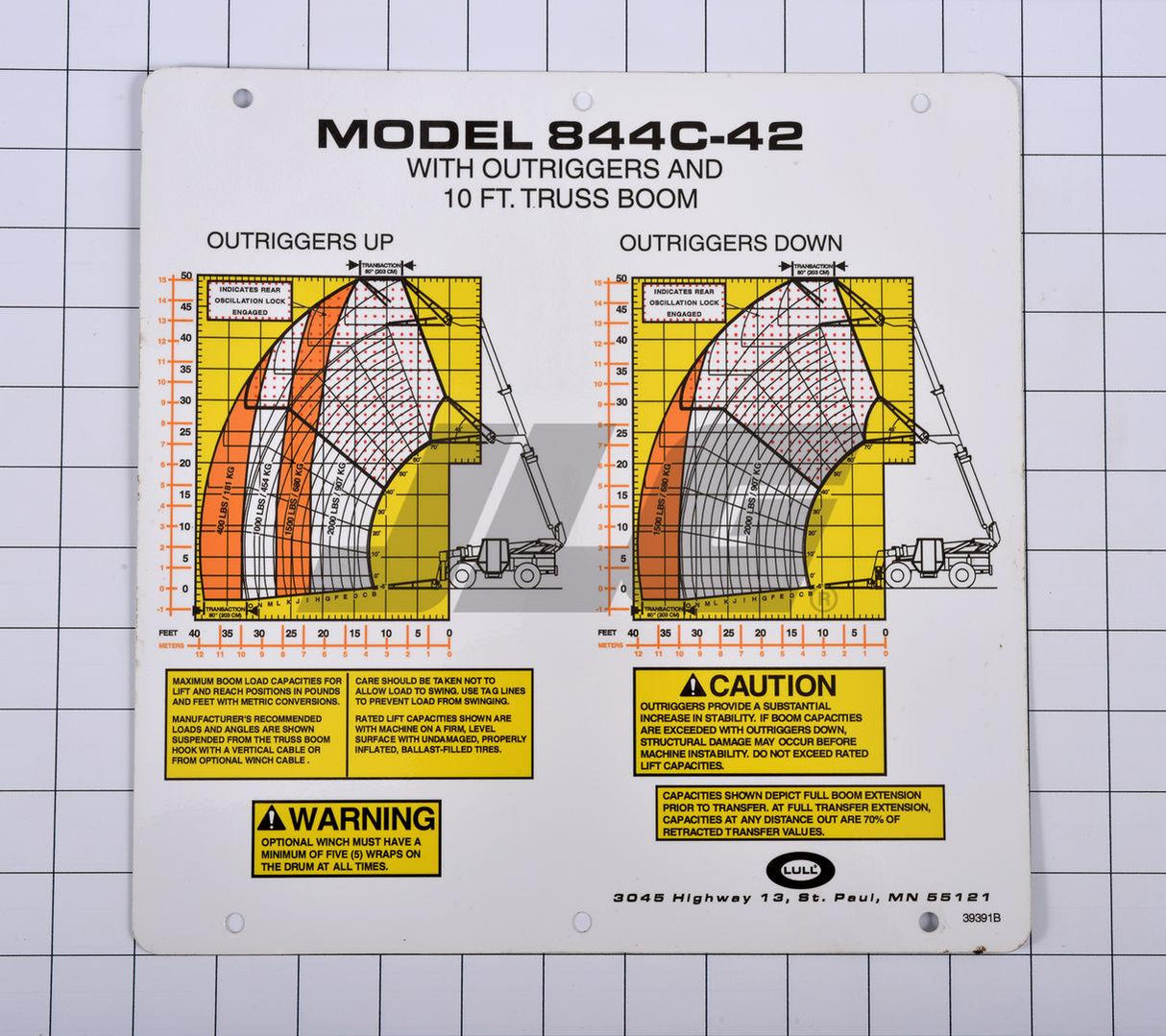 10239391 Flip Card, 844C-42 W/Outrigger | JLG - BHE Parts Store
