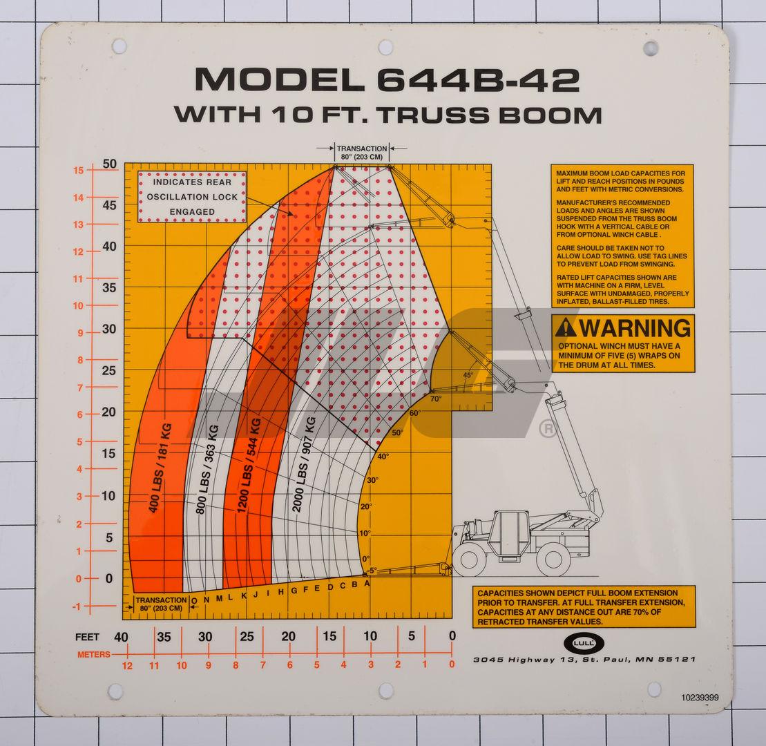 10239399 Flip Card, Model 644B-42 W/10' (Lull #39399B) | JLG