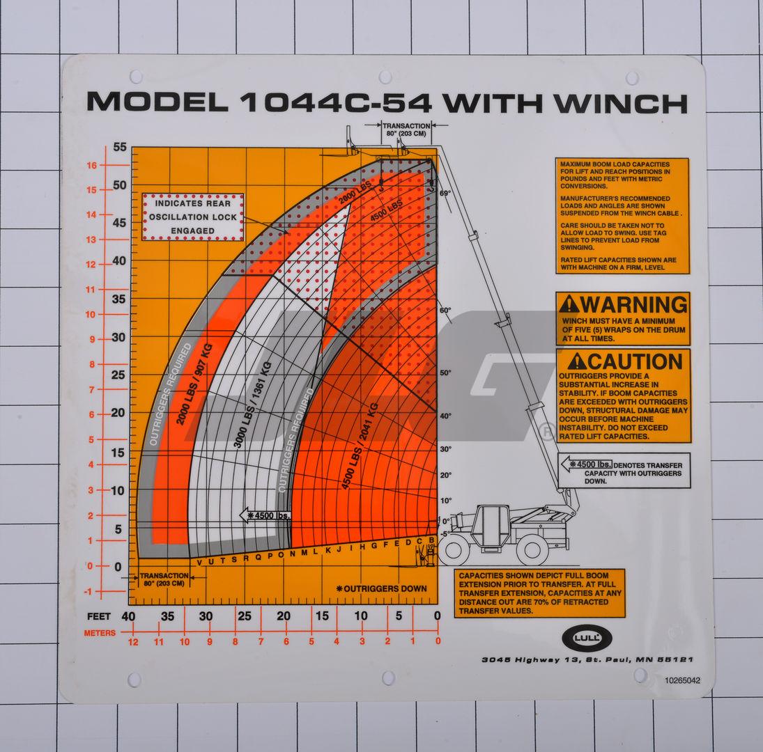 10265042 Flip Card, Model 1044C-54 With | JLG - BHE Parts Store