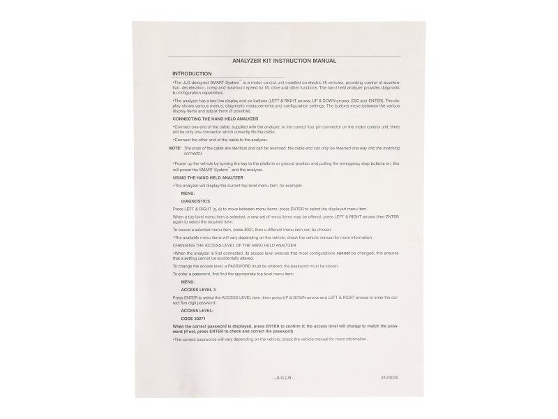 Part Number 10709971 Service Manual, M10K fits JLG